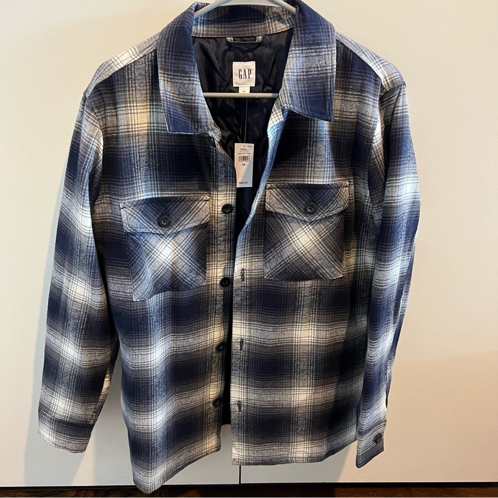 NWT Relaxed Flannel Shirt Jacket (XS, Navy)